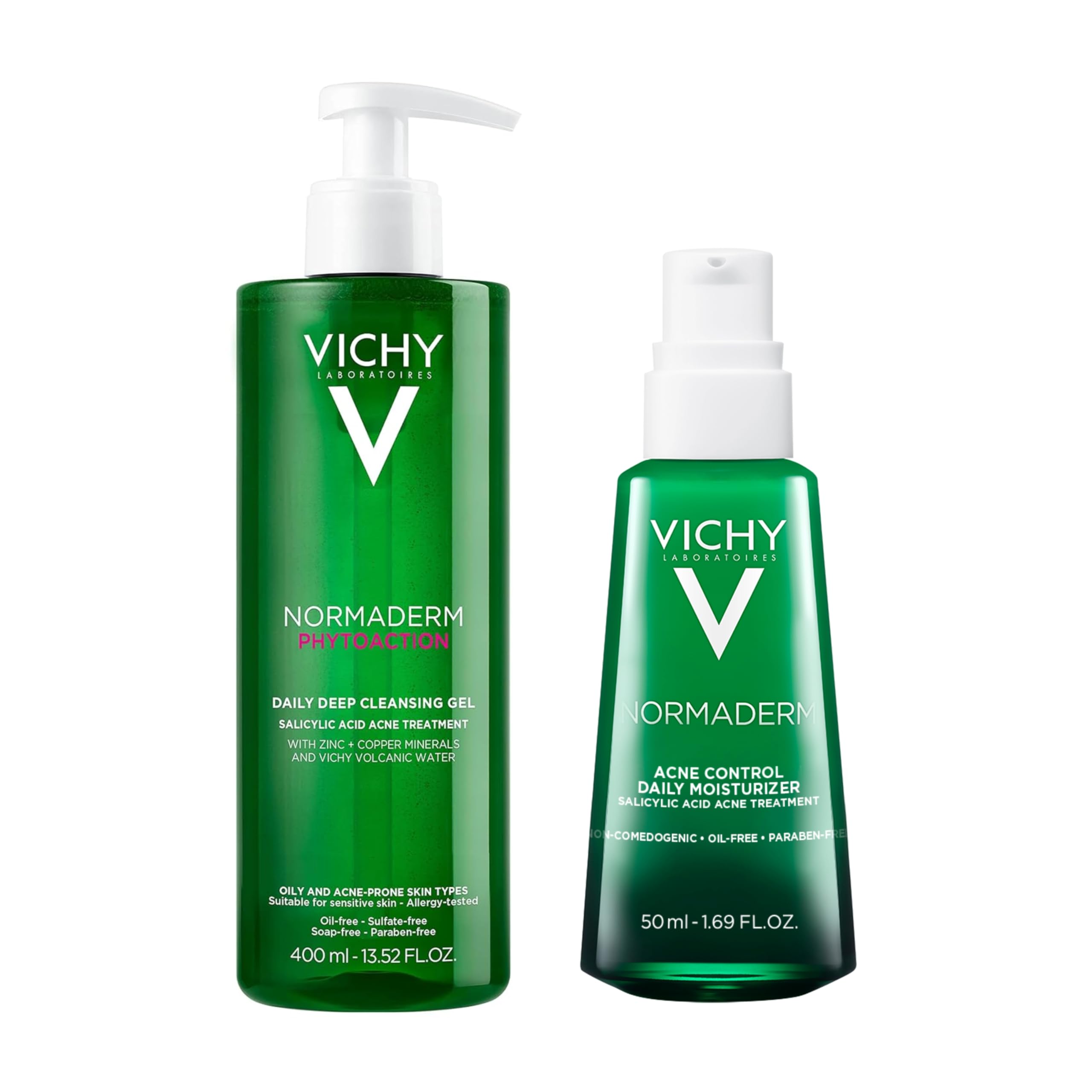 VICHY Normaderm Acne Control Daily Moisturizer, Oil Free Acne Moisturizer For Face, Max Strength 2% Salicylic Acid + Hyaluronic Acid + Vitamin C, Targets Blackheads, Blemishes & Enlarged Pores